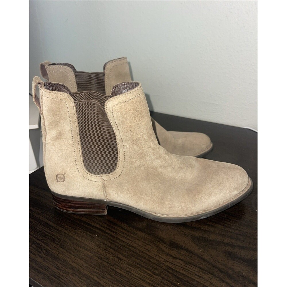 Born Women's Casco Taupe Suede Chelsea Pull-On Comfort Ankle Booties Size 11 M